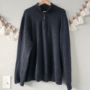 Daniel Hechter 2-Ply 100% Cashmere Half Zip Gray Pullover Sweater Business XL